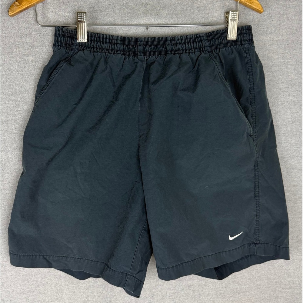 Nike Mens Black Cotton Nylon Blend Athletic Shorts Elastic Waist Swoosh Size M